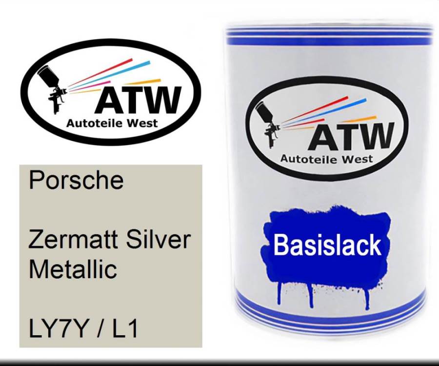 Porsche, Zermatt Silver Metallic, LY7Y / L1: 500ml Lackdose, von ATW Autoteile West.